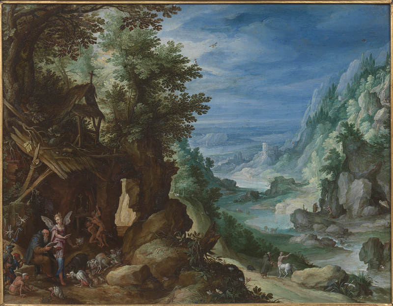 Jan Brueghel Paesaggio con Tentazioni di Sant'Antonio